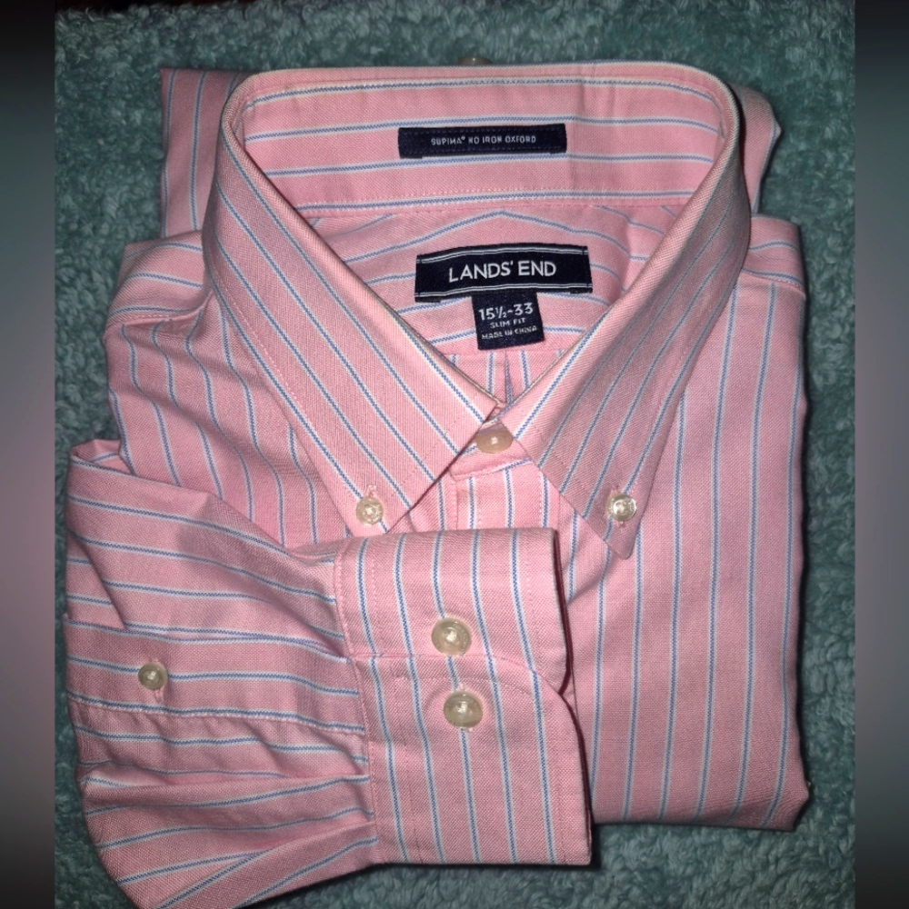 LANDS' END Dress Shirt Classic Cotton